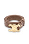 Women's Beige Brown Color Shiny Gold Buckle Belt - 2