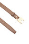 Women's Beige Brown Color Shiny Gold Buckle Belt - 3