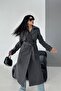 Premium Relaxed Fit Women's Cashmere Coat with Anthricite Belt Lining - 4