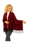 1 Piece Women's Extra Soft Textured Tassel Detailed Winter Scarf Shoulder Shawl in Burgundy, Suitable for Large Sizes