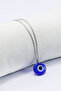 Handmade Glass Blue Evil Eye Beaded 316L Stainless Steel Necklace, Chain 60 Cm, Silver Color