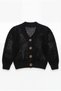 Girl's Lace-Like Knit Stitch-Free Premium Cardigan V-Neck Buttoned Cotton Hollow Knit - 6