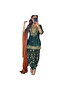 Green Chinnon Silk Top Pant & Dupatta Set - HRT5655 | Green-Size:M-38-Inches