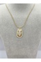 Gold Color Fatmaana Hand-Designed Stone-Detail Steel Necklace - 2