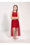 Girl's Waist-Tied Tulle Embroidered Stylish Red Evening Dress Graduation Special Occasion Dress - 3