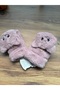Winter Teddy Bear Figured Young Adult Fingerless or Closed Pink Color Fluffy Plush Gloves - 2