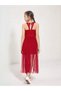 Girl's Waist-Tied Tulle Embroidered Stylish Red Evening Dress Graduation Special Occasion Dress - 4