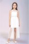 Girl's Waist-Tied Tulle Embroidery Stylish White Evening Dress Graduation Special Occasion Dress - 3