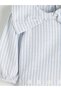 Ecru striped baby girl blouse and leggings with bow collar detail - 6