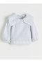 Ecru striped baby girl blouse and leggings with bow collar detail - 2