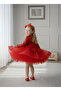 Birthday Party Evening Dress with Long Sleeves, Sequined Velvet Buckle Gten Skirt - 2