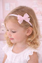 Girl's Lace Bow Hair Band Set – Cream, Red & Powder (3-Piece) - 4