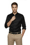 Black Slim Fit Men's Shirt Easy-Iron Breathable Fabric, All-Season Elegance 2608515