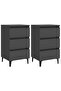 Bed Cabinet with Metal Legs 2 pcs Grey 40x35x69 cm