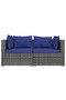 3 Piece Garden Lounge Set with Cushions Grey Poly Rattan - 2