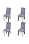 4 Dining Chairs Fabric Upholstery Dark Grey High