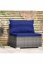 Garden Middle Sofa with Cushions Grey Poly Rattan