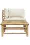 2 Piece Garden Lounge Set with Cream White Cushions Bamboo - 7