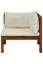 2 Piece Sofa Set with Cream White Cushions Solid Acacia Wood - 2