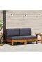 Middle Sofas 2 pcs with Dark Grey Cushions Solid Acacia Wood