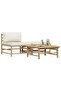 3 Piece Garden Lounge Set with Cream White Cushions Bamboo - 2