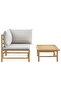2 Piece Garden Lounge Set with Light Grey Cushions Bamboo - 5