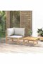 2 Piece Garden Lounge Set with Light Grey Cushions Bamboo