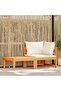2 Piece Garden Lounge Set with Cream White Cushions Acacia Wood