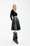 Leather Flared Knee-Length Skirt with Velvet Inside – Premium Elegance |   Velvet Lined Faux Leather Statement Skirt - 4
