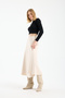 Women's Scuba Fabric Flared Skirt High Waist Midi Length - 92cm