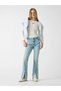 Gj Long Sleeve Crew Neck Embroidered Slim Fit Women's Cream T-Shirt W6Rp22Ka0H1-G053 - 2