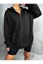 كارديجان سادة - كارديجان بسحاب قصة فضفاضة بغطاء رأس مبطن بالصوف - 2