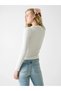 Gj Long Sleeve Crew Neck Embroidered Slim Fit Women's Cream T-Shirt W6Rp22Ka0H1-G053 - 3