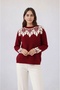Women's Crew Neck Patterned Long Sleeve Sporty Stylish Knitwear Sweater Suitable for Hijab - 5