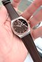 Steel Case Brown Genuine Leather Band Gift Men Wristwatch 5 Atm Water Resistant Hme2075C3 - 2