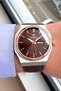 Steel Case Brown Genuine Leather Band Gift Men Wristwatch 5 Atm Water Resistant Hme2075C3 - 4