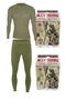 Military Khaki Color Stretch Fabric Thermal Underwear Set Suitable for Men's Outdoor Sports
