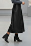 Leather Skirt with Cutout Detail Black - 2