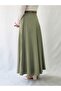 Green Plaid Patterned High Waist Cashemere Fabric Maxi Length Flare Skirt - 5