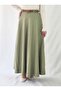 Green Plaid Patterned High Waist Cashemere Fabric Maxi Length Flare Skirt - 2