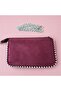 Women's Shoulder Bag with Chain Strap, Stone Detail, Black Compartments - 2