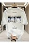 Unisex Oversized Printed Cotton Crew Neck Short Sleeve White T-Shirt Mixed Mountain