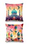 Double Sided Printed Set of 2 Suede Throw Pillow Covers - Ramazan Pink - Ramadan Kareem