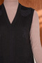 Women's Nida Shoulder Pocket Stone Corded Fabric Knitwear Quality Black Vest - 2