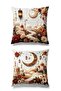 Double Sided Printed Set of 2 Suede Throw Pillow Covers - Ramazan Bordo - Ramadan Kareem