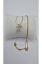 Stainless Steel Gold Color Bow Themed Zircon Stone Necklace - 8
