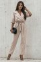 Women's Shirt with Pocket Detail and Belted Shirt Collar Tulle Jumpsuit - 3
