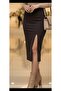Bitter brown above the knee Slit Stretch Fabric stylish skirt below the knee - 3