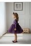Birthday Party Evening Dress with Long Sleeves, Sequined Velvet Buckle Gten Skirt - 2