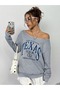Women's Texas Usa Printed Boat Neck Oversized Sweatshirt - 5